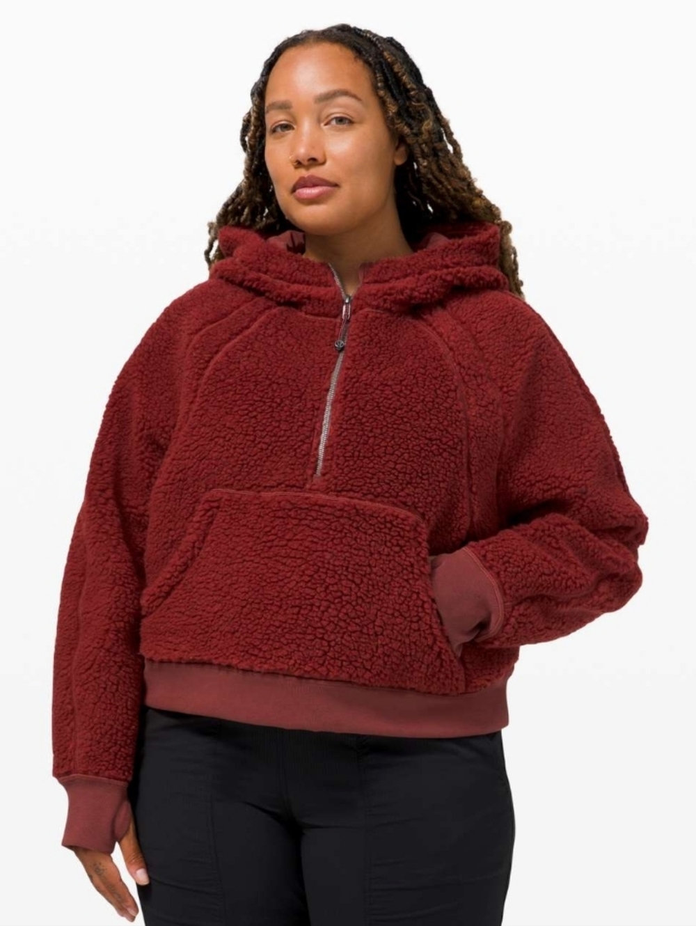 lululemon athletica Cozy Half-Zip Sherpa Hoodie in Deep Burgundy